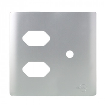 Placa p/ 2 Tomadas + Furo 4x4 - Novara Prata Placa p/ 2 Tomadas + Furo 4x4 - Novara Prata